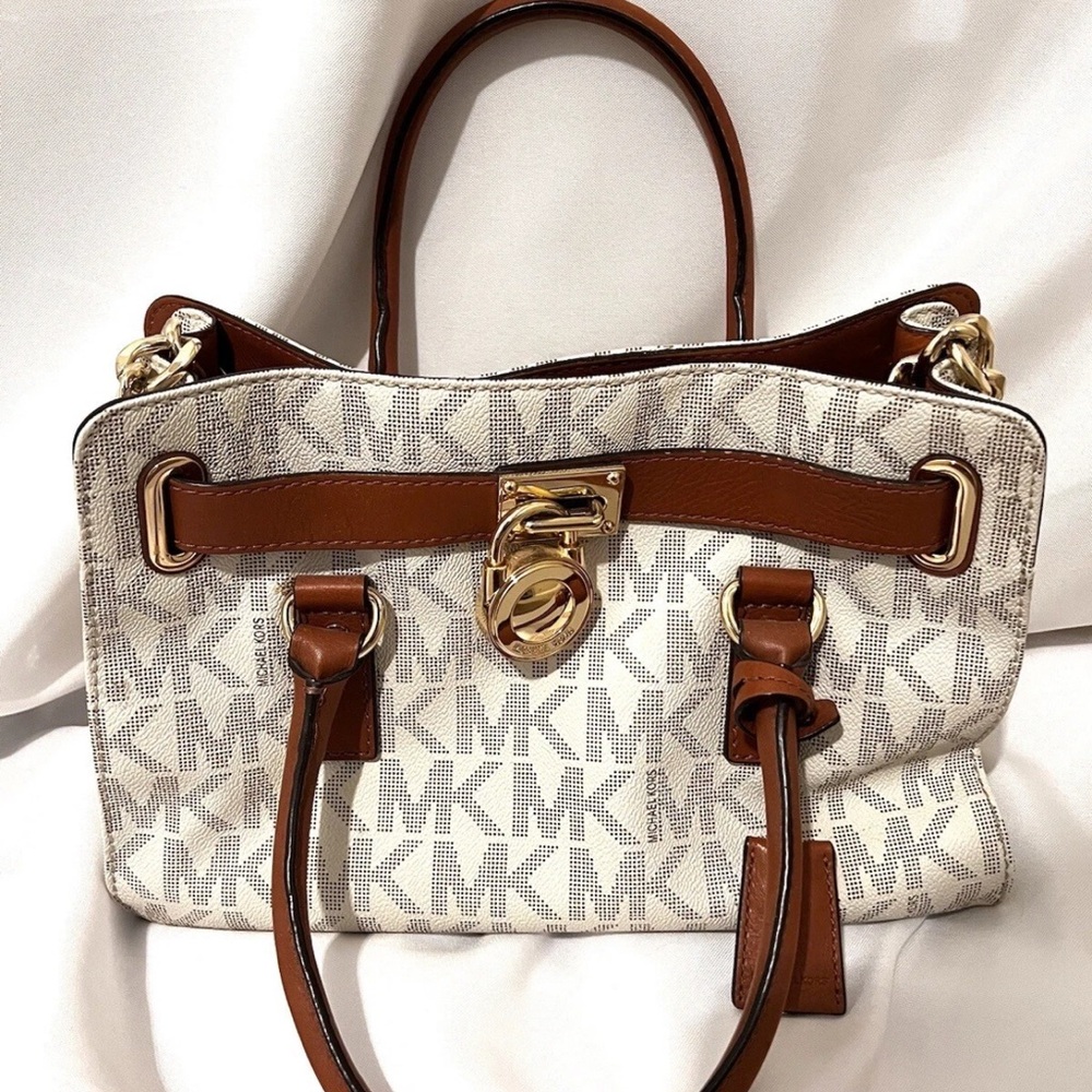 Michael Kors Cream and Brown Satchel